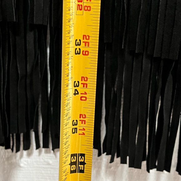 Ellie Tahari Lamb Suede Black Fringed Jacket - Picture 12 of 15
